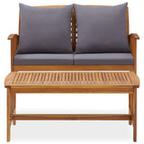 NNEVL 2 Piece Garden Lounge Set with Cushions Solid Acacia Wood