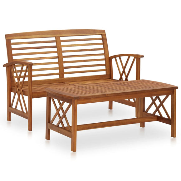 NNEVL 2 Piece Garden Lounge Set Solid Acacia Wood