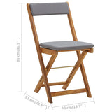 NNEVL 3 Piece Folding Bistro Set with Cushions Solid Acacia Wood