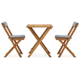 NNEVL 3 Piece Folding Bistro Set with Cushions Solid Acacia Wood