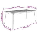 NNEVL Garden Table 160x90x75 cm Solid Wood Acacia