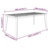 NNEVL Garden Table 200x100x75 cm Solid Wood Acacia