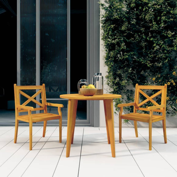 NNEVL Outdoor Dining Chairs 2 pcs Solid Wood Acacia