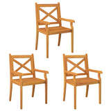 NNEVL Outdoor Dining Chairs 3 pcs Solid Wood Acacia
