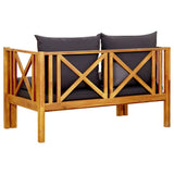 NNEVL 2-Seater Garden Bench with Cushions 122 cm Solid Acacia Wood