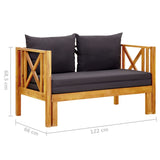 NNEVL 2-Seater Garden Bench with Cushions 122 cm Solid Acacia Wood