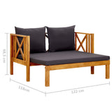 NNEVL 2-Seater Garden Bench with Cushions 122 cm Solid Acacia Wood