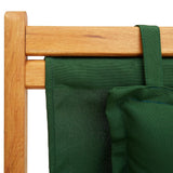 NNEVL Folding Beach Chair Solid Eucalyptus Wood and Fabric Green