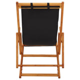 NNEVL Folding Beach Chair Solid Eucalyptus Wood and Fabric Black