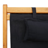NNEVL Folding Beach Chair Solid Eucalyptus Wood and Fabric Black