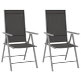 NNEVL Folding Garden Chairs 2 pcs Textilene Black