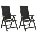 NNEVL Folding Garden Chairs 2 pcs Textilene and Aluminium Black