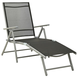 NNEVL Folding Sun Lounger Textilene and Aluminium Black and Silver