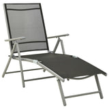 NNEVL Folding Sun Lounger Textilene and Aluminium Black and Silver