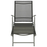 NNEVL Folding Sun Lounger Textilene and Aluminium Black and Silver