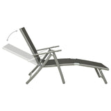 NNEVL Folding Sun Lounger Textilene and Aluminium Black and Silver