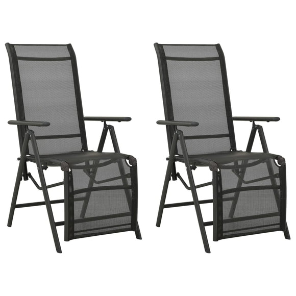 NNEVL Reclining Garden Chairs 2pcs Textilene and Aluminium Black