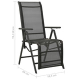 NNEVL Reclining Garden Chairs 2pcs Textilene and Aluminium Black