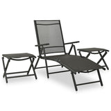 NNEVL 3 Piece Garden Lounge Set Textilene and Aluminium Black