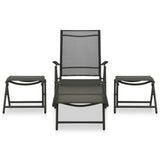 NNEVL 3 Piece Garden Lounge Set Textilene and Aluminium Black