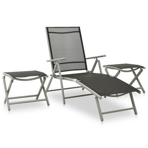 NNEVL 3 Piece Garden Lounge Set Textilene and Aluminium Silver