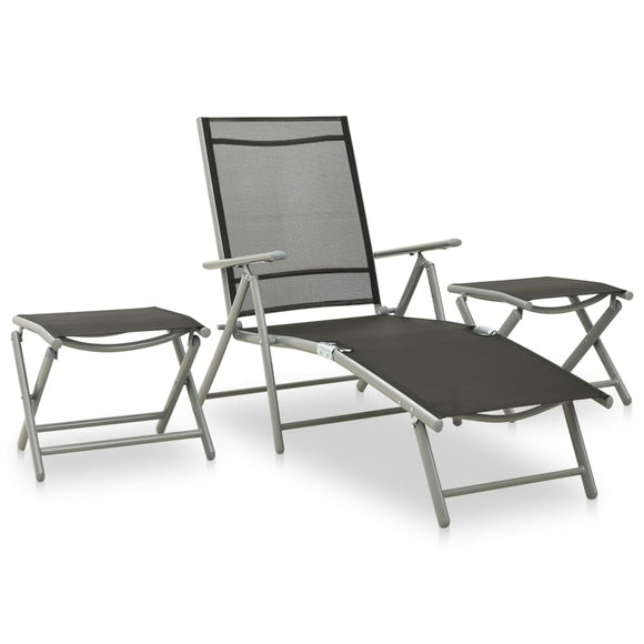 NNEVL 3 Piece Garden Lounge Set Textilene and Aluminium Silver