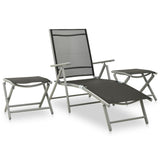 NNEVL 3 Piece Garden Lounge Set Textilene and Aluminium Silver