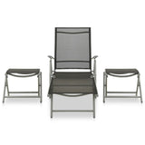 NNEVL 3 Piece Garden Lounge Set Textilene and Aluminium Silver