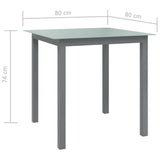 NNEVL Garden Table Light Grey 80x80x74 cm Aluminium and Glass
