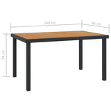 NNEVL Garden Table Brown 140x90x74 cm Aluminium and WPC