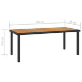 NNEVL Garden Table Brown 190x90x74.5 cm Aluminium and WPC