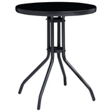 NNEVL Garden Table Black and Black 60 cm Steel and Glass
