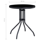 NNEVL Garden Table Black and Black 60 cm Steel and Glass
