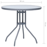 NNEVL Garden Table Light Grey 80 cm Steel and Glass