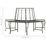 NNEVL Garden Half Round Tree Bench 160 cm Steel