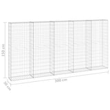 NNEVL Gabion Wall with Covers Galvanised Steel 300x30x150 cm