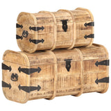 NNEVL Storage Chests 2 Pieces Solid Mango Wood