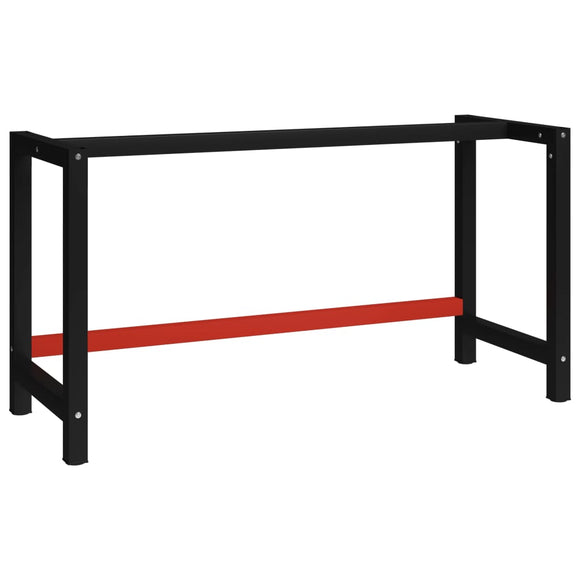 NNEVL Work Bench Frame Metal 150x57x79 cm Black and Red