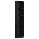 NNEVL 5-Tier Book Cabinet High Gloss Black 40x24x175 cm Engineered Wood