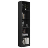 NNEVL 5-Tier Book Cabinet High Gloss Black 40x24x175 cm Engineered Wood