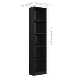 NNEVL 5-Tier Book Cabinet High Gloss Black 40x24x175 cm Engineered Wood
