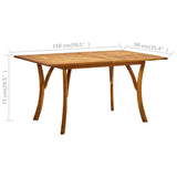 NNEVL Garden Table 150x90x75 cm Solid Acacia Wood