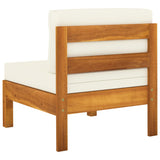 NNEVL Middle Sofas 2 pcs with Cream White Cushions Solid Acacia Wood
