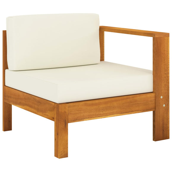 NNEVL Middle Sofa with 1 Armrest Cream White Solid Acacia Wood