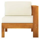 NNEVL Middle Sofa with 1 Armrest Cream White Solid Acacia Wood