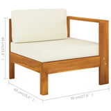NNEVL Middle Sofa with 1 Armrest Cream White Solid Acacia Wood
