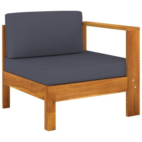NNEVL Middle Sofa with 1 Armrest Dark Grey Solid Acacia Wood