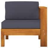 NNEVL Middle Sofa with 1 Armrest Dark Grey Solid Acacia Wood