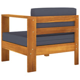 NNEVL Middle Sofa with 1 Armrest Dark Grey Solid Acacia Wood