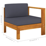 NNEVL Middle Sofa with 1 Armrest Dark Grey Solid Acacia Wood